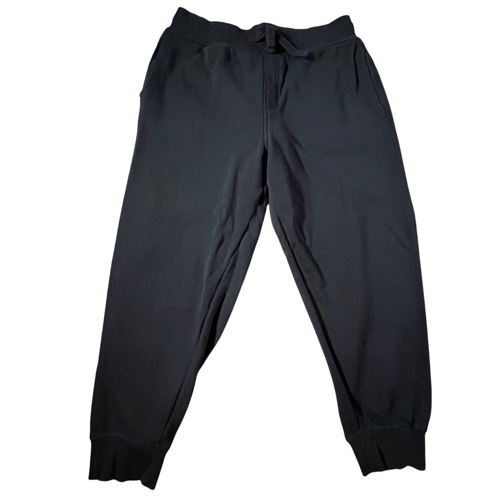 Zara Joggers Women L Black 100% Cotton Drawstring Sweatpants Relaxed Fit